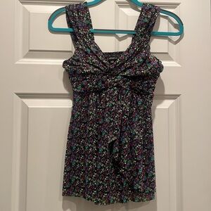 Express splatter floral wide strap tank top